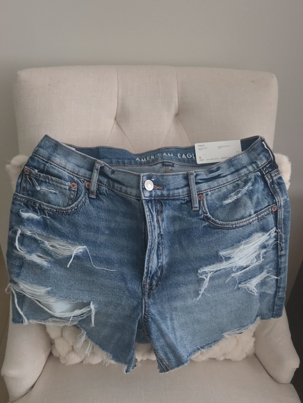 American Eagle Outfitters Strigid Relaxed Denim Shorts - Blue